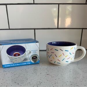Donut Peek-a-Boo Ceramic Mug - White with Purple Interior